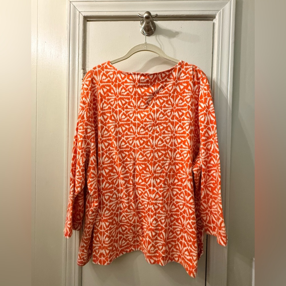 Ruby Rd 3X Embellished Orange White Women's Top - Picture 2 of 6